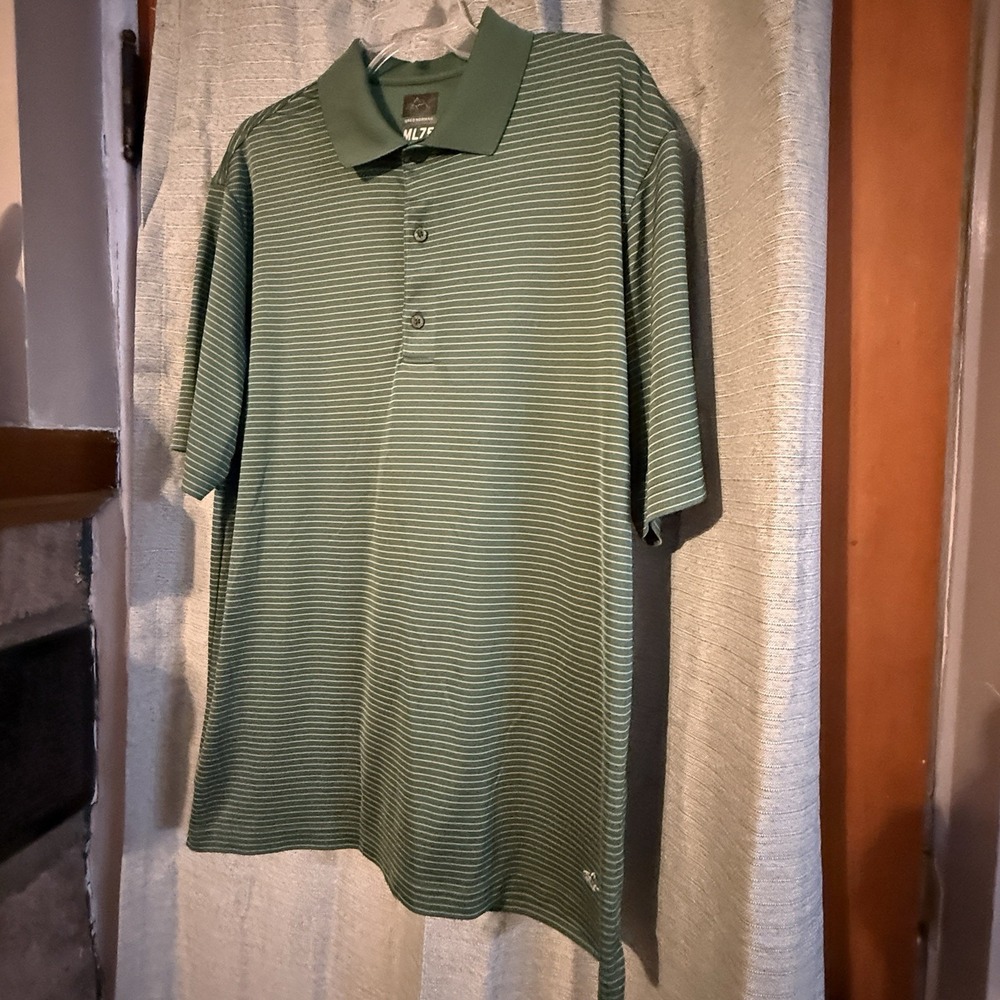 Greg Norman ML75 Microlux Men's L Golf Polo Shirt Forrest Green Great Condition